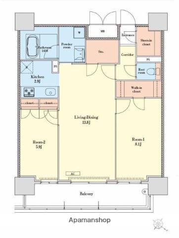 RJRプレシア天神サウス(2LDK/15階)の間取り写真