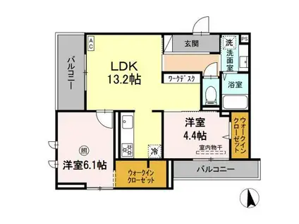 D-ROOM室見(2LDK/1階)の間取り写真