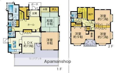 福岡市空港線 藤崎駅(福岡) 徒歩18分 2階建 築36年(5SLDK)の間取り写真