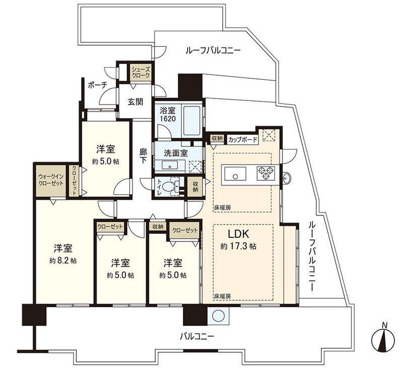 エイルマンション清水(4LDK/11階)の間取り写真