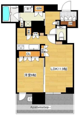 ザ・パークハウス天神今泉(1LDK/7階)の間取り写真