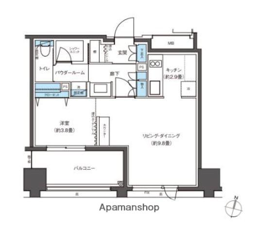 CLUB NEXUS 大濠西(1LDK/3階)の間取り写真