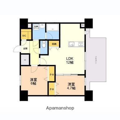 MODERN PALAZZO 博多デュオグランデイースト(2LDK/10階)の間取り写真