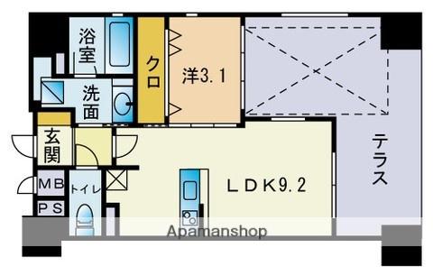 アクロス大濠公園グランビュー(1LDK/9階)の間取り写真