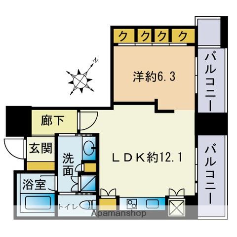 グランドメゾン福岡 THE CENTRAL LUXE(1LDK/3階)の間取り写真