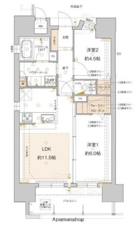 アクタス博多グランミライ(2LDK/10階)の間取り写真