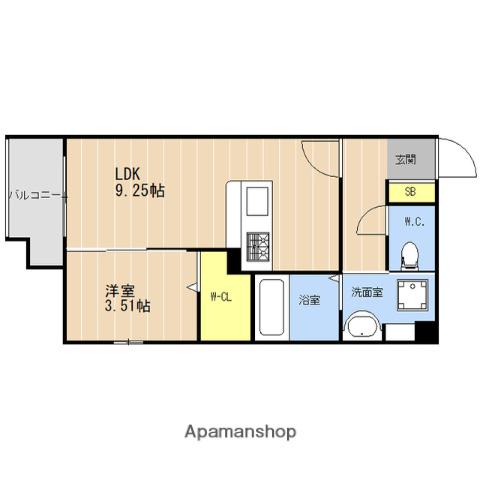 LIBTH高宮東Ⅱ(1LDK/4階)の間取り写真