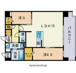 ウェルス天神南(2LDK/3階)の間取り写真