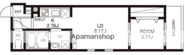CHERIM竹下イースト(1LDK/3階)の間取り写真