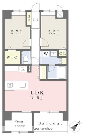 T.T六本松(2LDK/7階)の間取り写真