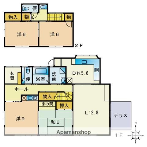福岡市空港線 藤崎駅(福岡) 徒歩6分 2階建 築52年(4LDK)の間取り写真