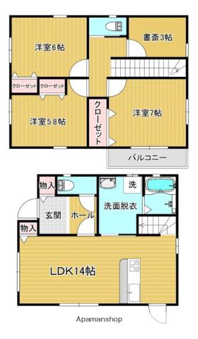 福岡市七隈線 六本松駅 徒歩10分 2階建 築4年(3SLDK)の間取り写真