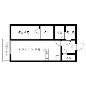 ディアコート富士見(1LDK/2階)の間取り写真