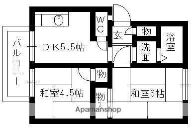 藤ハイツ(2LDK/1階)の間取り写真