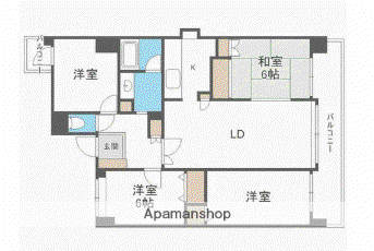 チサンマンション藤崎Ⅱ(4LDK/4階)の間取り写真