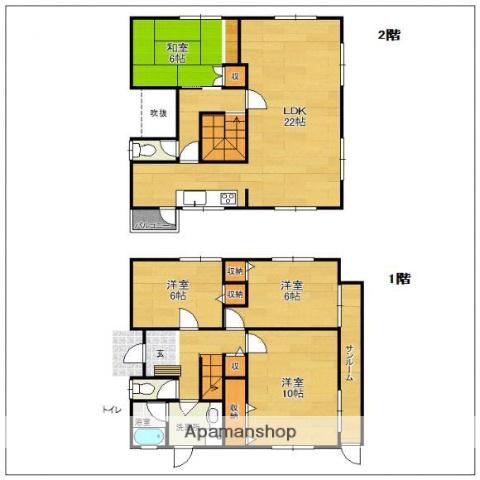 福岡市空港線 大濠公園駅 徒歩14分 2階建 築42年(4LDK)の間取り写真