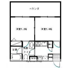 CUBE春吉PATIO(2K/8階)の間取り写真