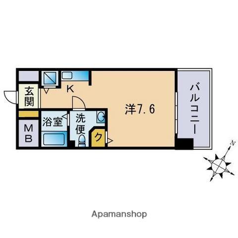 カスタリア薬院(ワンルーム/6階)の間取り写真