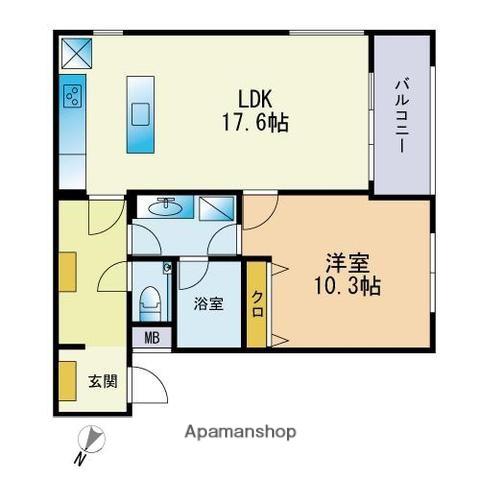 ベイシック桜坂(1LDK/2階)の間取り写真