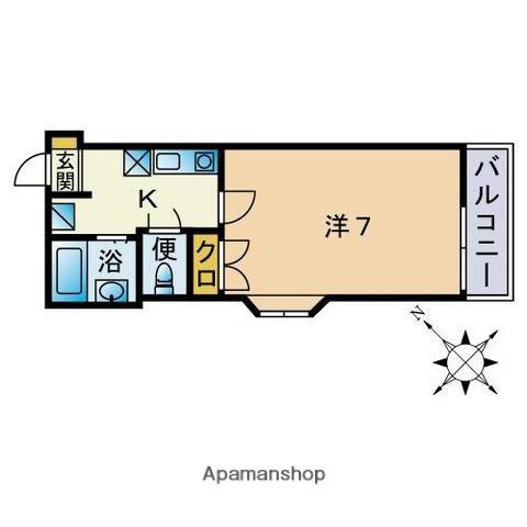 サンライズガーデン高宮弐番館(1K/2階)の間取り写真