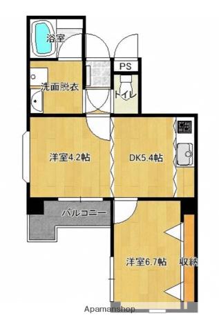 ステイツ平尾(2DK/4階)の間取り写真