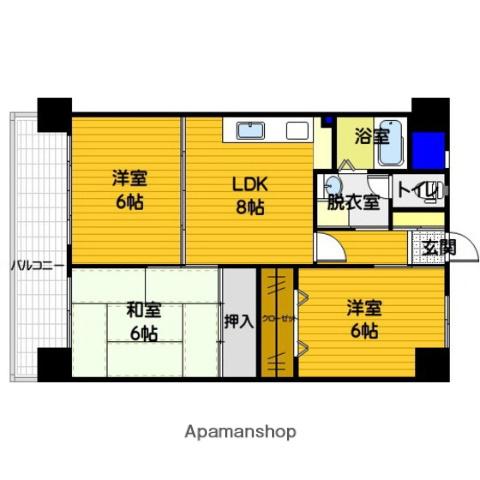 CASA・GRAND ヴィルズⅠ(3LDK/6階)の間取り写真