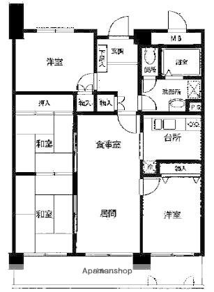 ライオンズマンション室見ガーデン(4LDK/3階)の間取り写真
