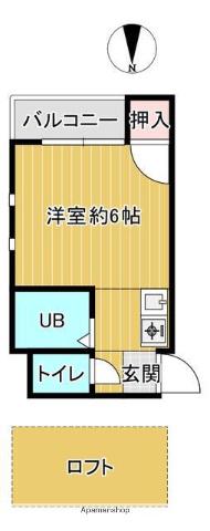 アンビシャス歯科大前(1K/1階)の間取り写真