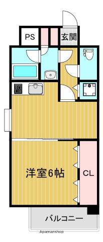 エステートモア姪浜(1DK/6階)の間取り写真