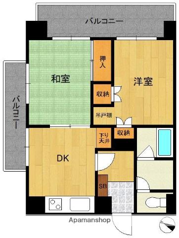 ニューライフ天神(2DK/11階)の間取り写真