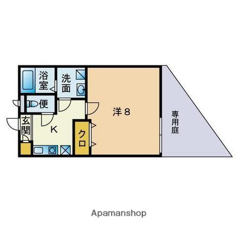 アムールシュマン城南(1K/1階)の間取り写真