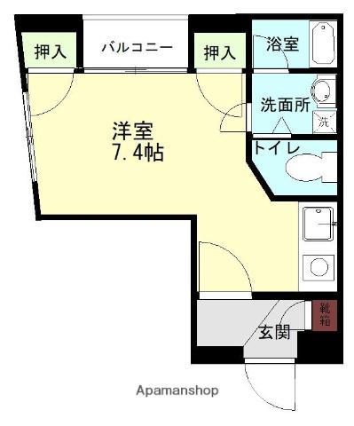 ローズマンション友丘(ワンルーム/1階)の間取り写真