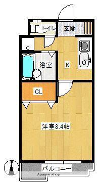 グリーングラス高取(1K/3階)の間取り写真