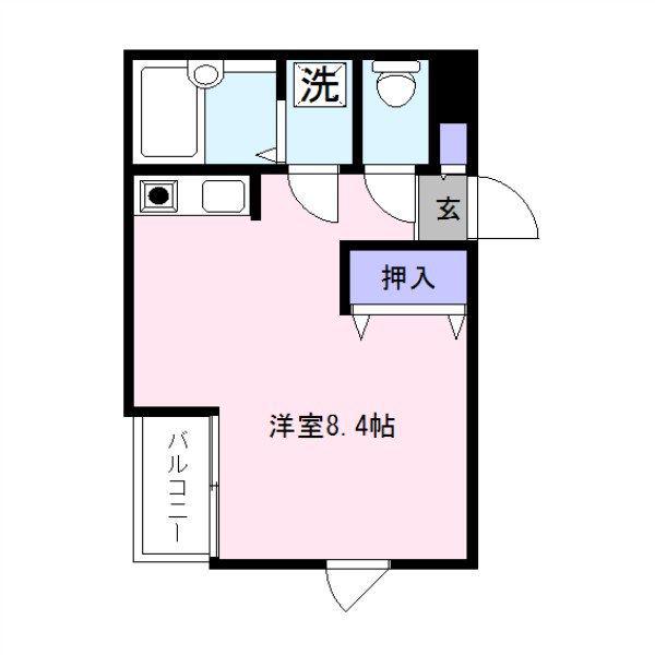 サンシティ姪浜(ワンルーム/1階)の間取り写真