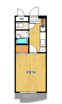 アルファコートⅢ(1K/6階)の間取り写真