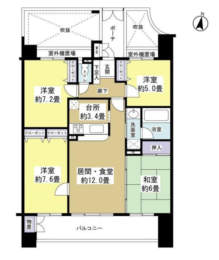 サンリヤン小笹(4LDK/3階)の間取り写真