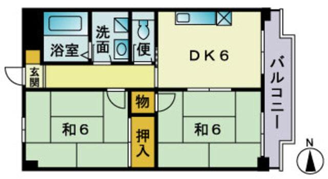 今宿ホワイトマンション(2DK/2階)の間取り写真