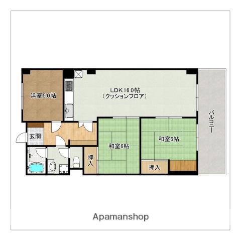ボーン平尾(3LDK/3階)の間取り写真