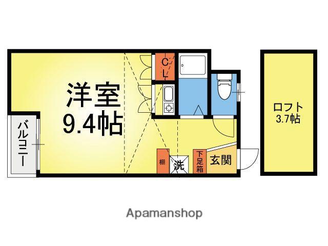 アップル片江(ワンルーム/2階)の間取り写真