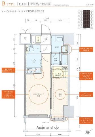 ネストピア博多駅前2(1LDK/4階)の間取り写真