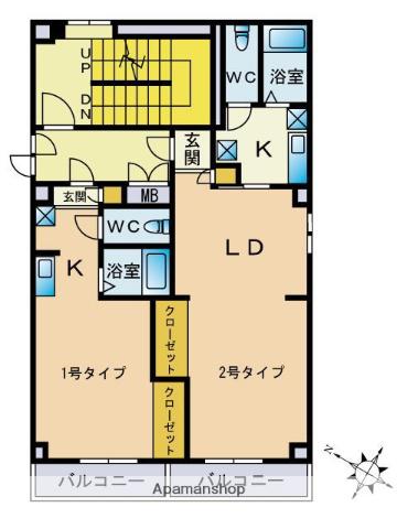 KANビル(1LDK/5階)の間取り写真