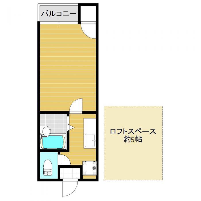 リバーサイドⅠ(1K/1階)の間取り写真