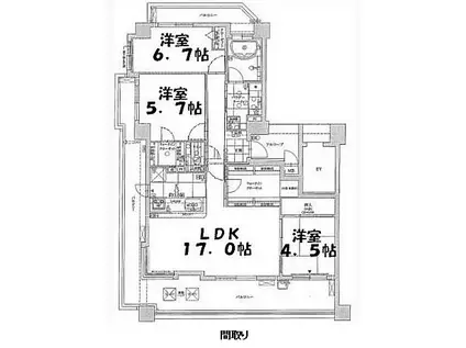 グランフォーレ野芥ステーション(3LDK/2階)の間取り写真