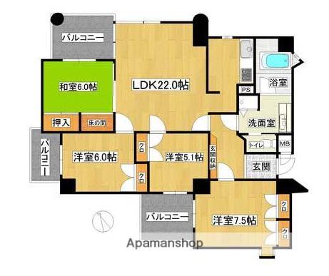 ベルメゾン昭代(4LDK/5階)の間取り写真