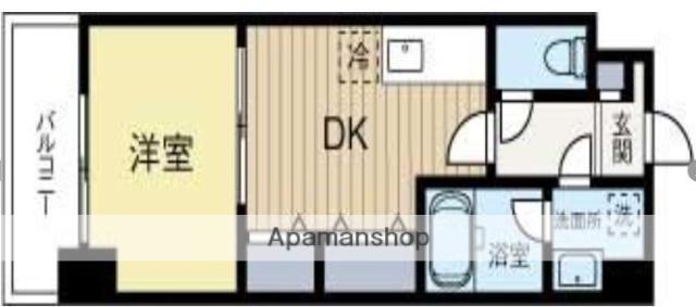 アクタス天神Ⅲ(1DK/8階)の間取り写真