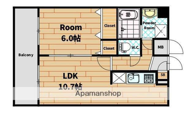 ファインエース姪浜Ⅱ(1LDK/6階)の間取り写真