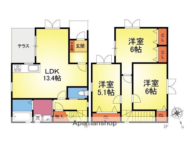 福岡市七隈線 金山駅(福岡) 徒歩12分 2階建 築13年(3LDK)の間取り写真