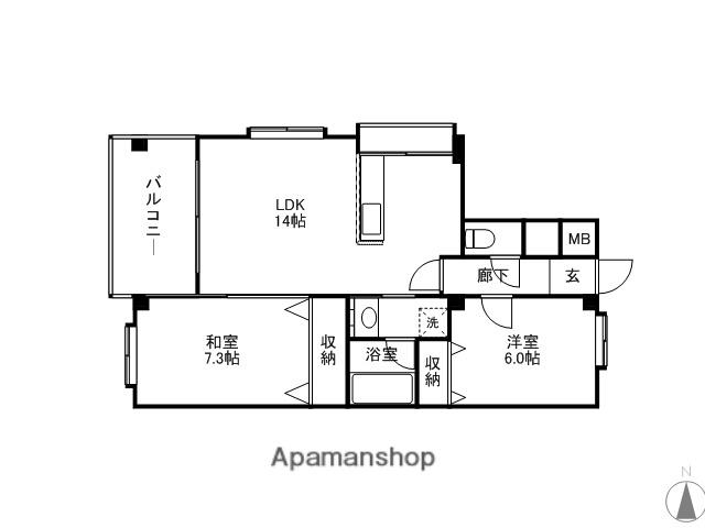 パサデーラ室見(2LDK/2階)の間取り写真