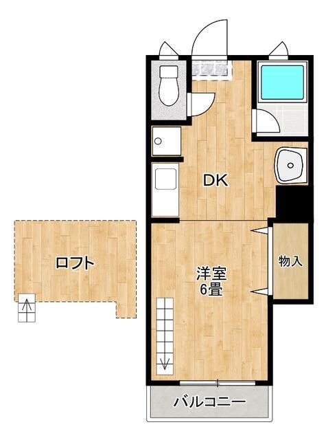 ウエストヴィラ(1K/2階)の間取り写真