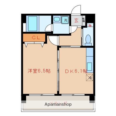 グリチーネ(1DK/4階)の間取り写真